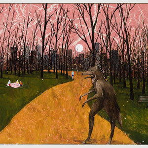 Richard Lewer, Watch out for Wolves, 2025, acrylic on laminate tabletop, 91 x 151 cm. Photo by Christian Capurro