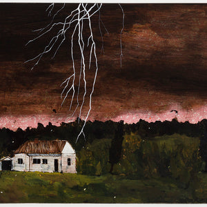Richard Lewer, Cool change and a chance of a thunderstorm, 2025, acrylic on laminate tabletop, 61 x 106 cm. Photo by Christian Capurro