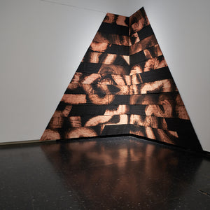 Julia Robinson, Beneath old patterns (installation view), 2024, linen, bleach, foam, interfacing, fixings, 240 x 180 x 1 cm, Adelaide Central Gallery, 2024.