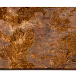 Amy Joy Watson, Space Dust, 2024, metallic thread on brass mesh with brass frame, 78 x 108.5 cm