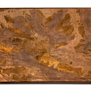 Amy Joy Watson, Sunspots, 2024, metallic thread on brass mesh with brass frame, 78 x 108.5 cm