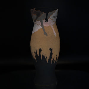 Kate Just, Above and Below, 2024, stoneware with underglaze, 26.5 x 10.5 x 10.5 cm