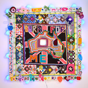 Paul Yore, BURN FOR ME, 2023, mixed media, 86 x 87 x 8 cm