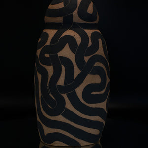 Fiona Roberts, Black Intestines, 2024, stoneware with underglaze, 33 x 16.5 x 13 cm