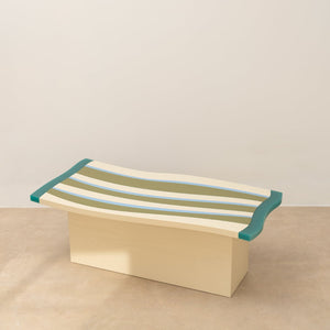 Daniel Emma, Blanket Table - Green, 2025, resin, timber veneer plywood, and paint
33 x 92 x 45 cm