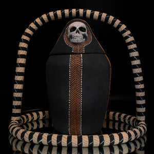 Fiona Roberts, Canopic Jar, 2024, stoneware with underglaze, 28 x 30 x 22.5 cm