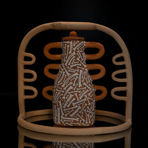 Fiona Roberts, Cascading Bones, 2024, stoneware with underglaze, 28 x 32 x 22 cm