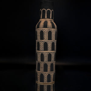 Fiona Roberts, Dilemma (Tower of Doors), 2024, stoneware with underglaze, 29.5 x 8 x 8 cm