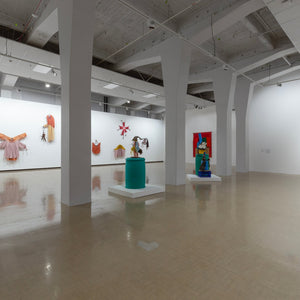 Julia Robinson and Don Driver in 'Eerie Pageantry' at City Gallery Wellington (Te Whare Toi), 2023. Photography by Cheksa Brown