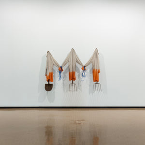 Julia Robinson collaboraton with work of late Don Driver in 'Eerie Pageantry' at City Gallery Wellington (Te Whare Toi), 2023. Photography by Cheksa Brown