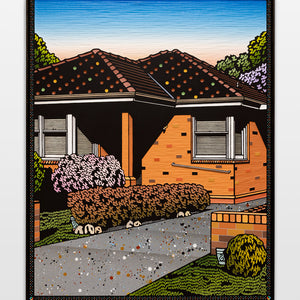 Christopher Zanko, Finding Ways, 2025, acrylic on carved board, 121 x 96 cm. Photography by Jessica Maurer