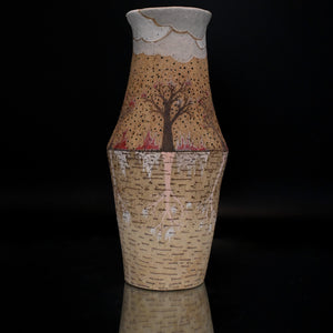 Fiona Roberts, Fire, 2024, stoneware with underglaze, 25.5 x 10.5 x 10.5 cm