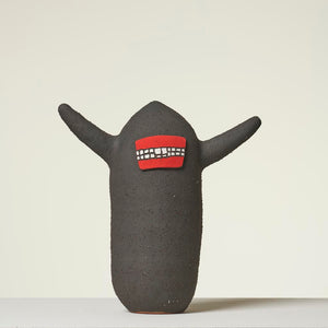 Alfred Lowe, Are we allowed to celebrate I (518-23AS), 2023, glazed ceramic with sgraffito and mixed media, 30.5 x 29 x 9.5 cm