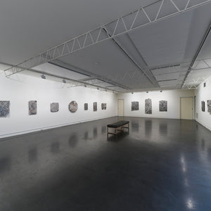 Binygurr Wirrpanda's 'Dancing Brolgas' at Hugo Michell Gallery, 2024.