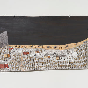 Gutiŋarra Yunupiŋu, Buymarr (2215-25), 2025, Natural pigments on Stringybark, 64.5 x 107 cm