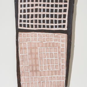 Marrnyula Munuŋgurr, Dhawurr (2784-25), 2025, Natural pigments on Stringybark, 143 x 83 cm