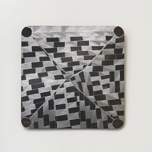Binygurr Wirrpanda, Yalata (2219 24), 2024, etching on found metal sign, 75 x 75 cm