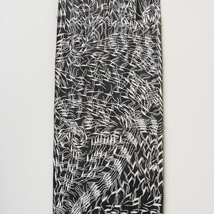 Binygurr Wirrpanda, Guḏurrku (4597 24), 2024, natural pigment with synthetic polymer fixative on Stringybark, 194 x 79 cm