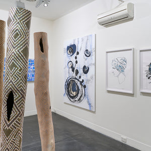 Lucas Grogan, Garawan Wanamni, Zaachariaha Fielding, and Paul Sloan in  'Celebrating 15 Years of Hugo Michell Gallery' at Hugo Michell Gallery, 2023.