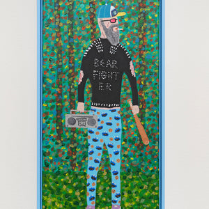 Marc Etherington, Bear Fighter 1, 2023, acrylic on canvas, 63.5 x 33.5 cm