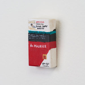 Marc Etherington's cigarette packs at Hugo Michell Gallery, 2024.