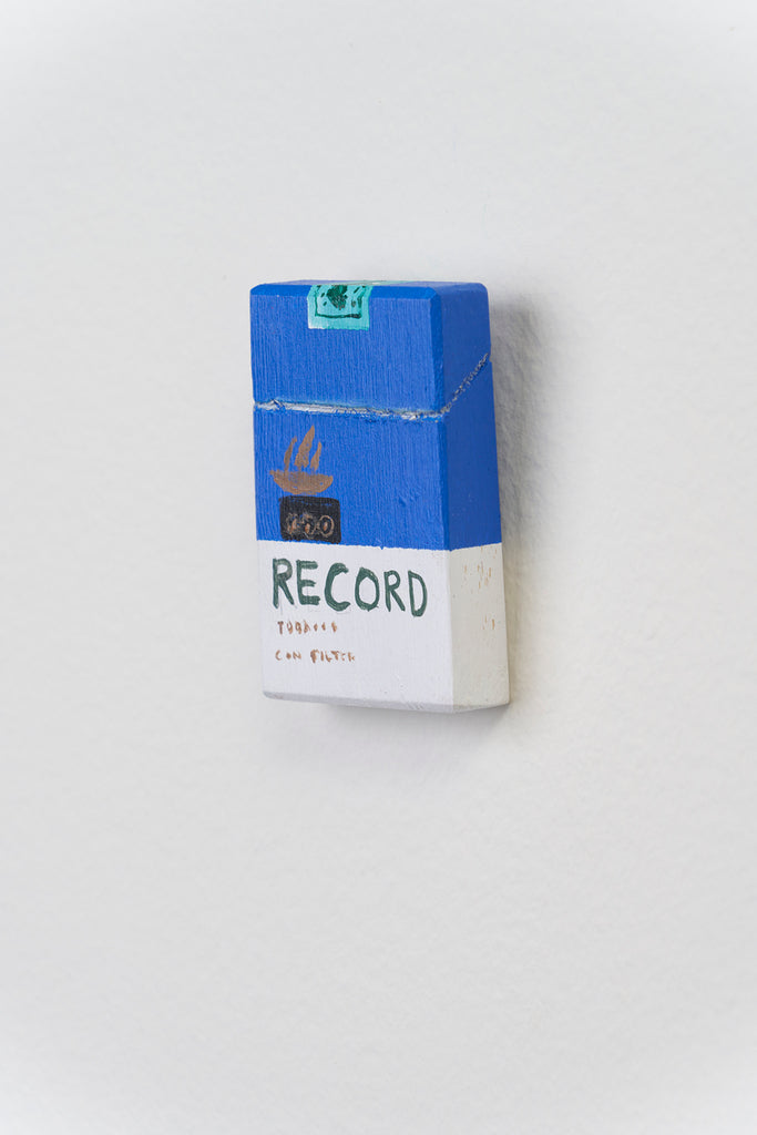 Marc Etherington's cigarette packs at Hugo Michell Gallery, 2024.