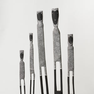 Jeremiah Bonson, Serena Bonson, and Chubasco Pascoe in 'Warraburnburn' at Hugo Michell Gallery, 2024.