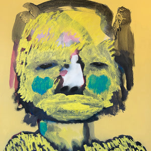 Sally Bourke, I Know Why The Caged Bird Sings, 2024, oil and acrylic on aluminium, 100 x 90 cm