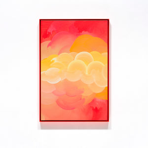 James Dodd, PEACH FLESH PRESSURE BURN, 2025, acrylic on canvas in powder coated aluminium tray frame, 79 x 53 cm
