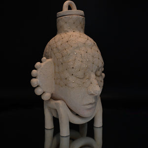 Janus (Mourning Veil), 2024, stoneware, glaze, gold lustre, 30 x 21.5 x 18.5 cm