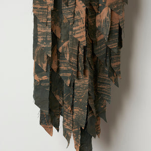 Julia Robinson, Bruising the green (detail), 2024, linen, thread, bleach, foam, wheel, steel, fixings, 110 x 45 x 15 cm