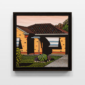 Christopher Zanko, Mansfield Evening, 2025, acrylic on carved board, 29.5 x 29.5 cm. Photography by Jessica Maurer
