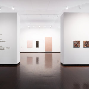 Installation of 'Material Nature', curated by Dr Anne-Marie Jean, at the ANU Drill Hall Gallery, 2025. Photo by Oscar Capezio