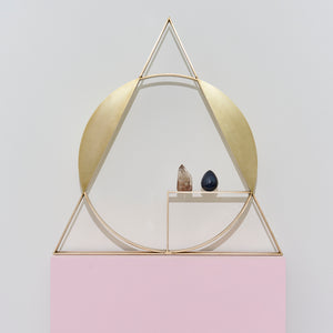 Min Wong, Online or offline, I am still connected to you., 2024, brass, ceramic and crystal, 73 x 70 x 5 cm