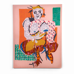 Natalya Hughes, Woman 1 (Dangles), 2021, custom made fabric and appliqued embroidery, 172.5 x 132.5 cm