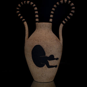 Fiona Roberts, Ovary Pot, 2024, stoneware with underglaze, 30 x 22.5 x 14.5 cm