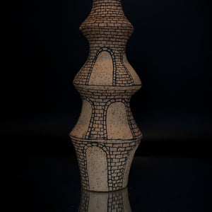 Fiona Roberts, Quandary (light), 2024, stoneware with underglaze, 26.5 x 9.5 x 9.5 cm