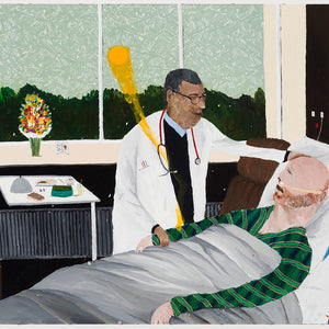 Richard Lewer, I'm not the boy who cried wolf, 2025, acrylic on laminate tabletop
80 x 120 cm. Photo by Christian Capurro