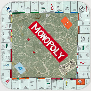 Richard Lewer, I'll be the banker, 2025, acrylic on laminate tabletop, 76 x 76 cm. Photo by Christian Capurro