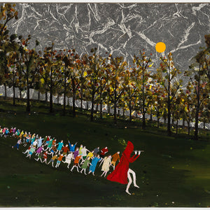 Richard Lewer, Let Me Tell You a Story, 2025, acrylic on laminate tabletop, 92 x 122 cm. Photo by Christian Capurro