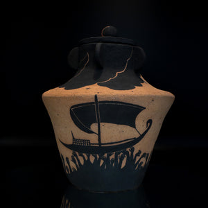Fiona Roberts, River Styx, 2024, stoneware with underglaze, 31 x 25.5 x 25.5 cm