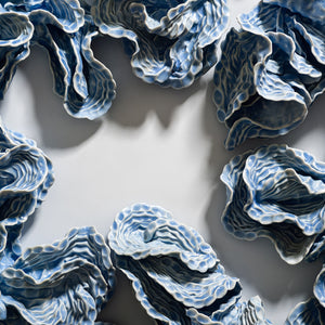 Sam Gold, Muscles holding bones (detail), 2024, porcelain and glaze, 64 x 69 x 11 cm irreg.