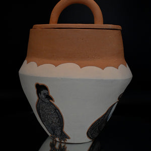 Fiona Roberts, Sky Burial 1, 2024, stoneware with underglaze, 22 x 10 x 10 cm