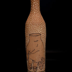 Fiona Roberts, Stumped (hand), 2024, stoneware with underglaze, 28 x 8 x 8 cm