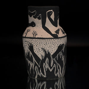 The Righteous and The Wicked, 2024, stoneware with underglaze, 15.5 x 10 x 8.5 cm