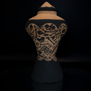 Fiona Roberts, The Universality of Bones & Shoulder Armature, 2024, stoneware with underglaze, 28 x 15 x 15 cm