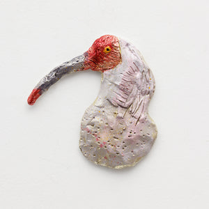 Cassie Thring, The Pheonix (n), 2024, cast pewter and oil paint, 11.5 x 14 x 0.5 cm