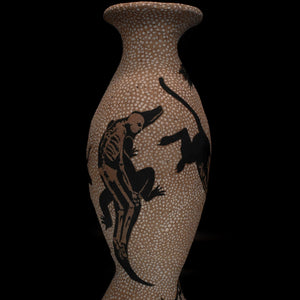 Fiona Roberts, Transmigration, 2024, stoneware with underglaze, 27 x 10.5 x 10.5 cm