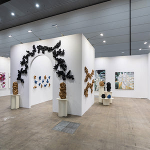 Zaachariaha Fielding and Sam Gold at Melbourne Art Fair for Hugo Michell Gallery, 2025. Photography by Pheobe Powell