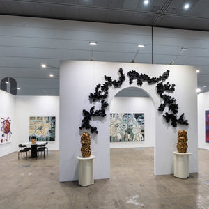 Zaachariaha Fielding and Sam Gold at Melbourne Art Fair for Hugo Michell Gallery, 2025. Photography by Pheobe Powell